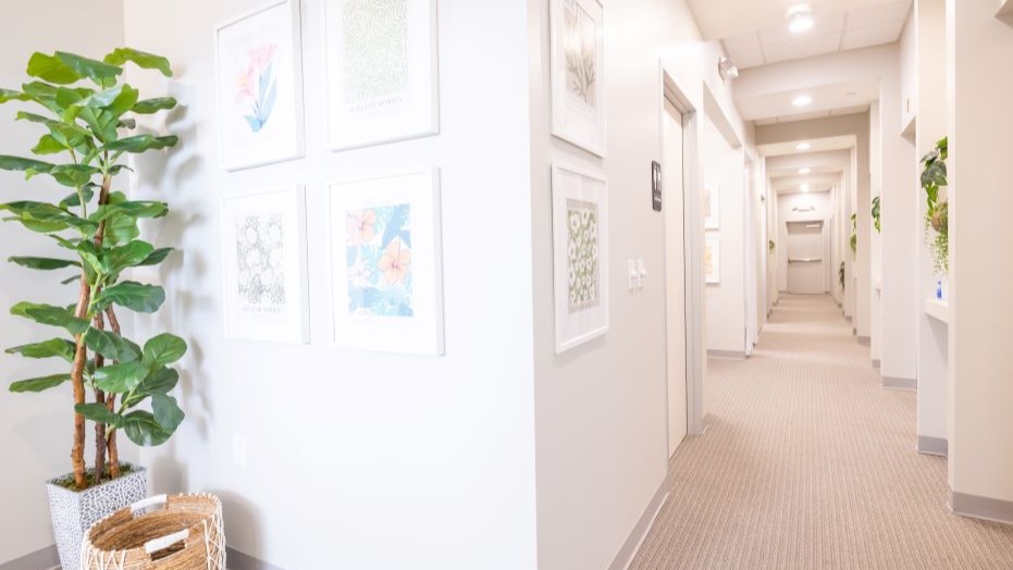 Long hallway in dental office