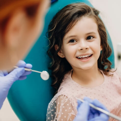 Little girl visiting children's dentist in Fulshear