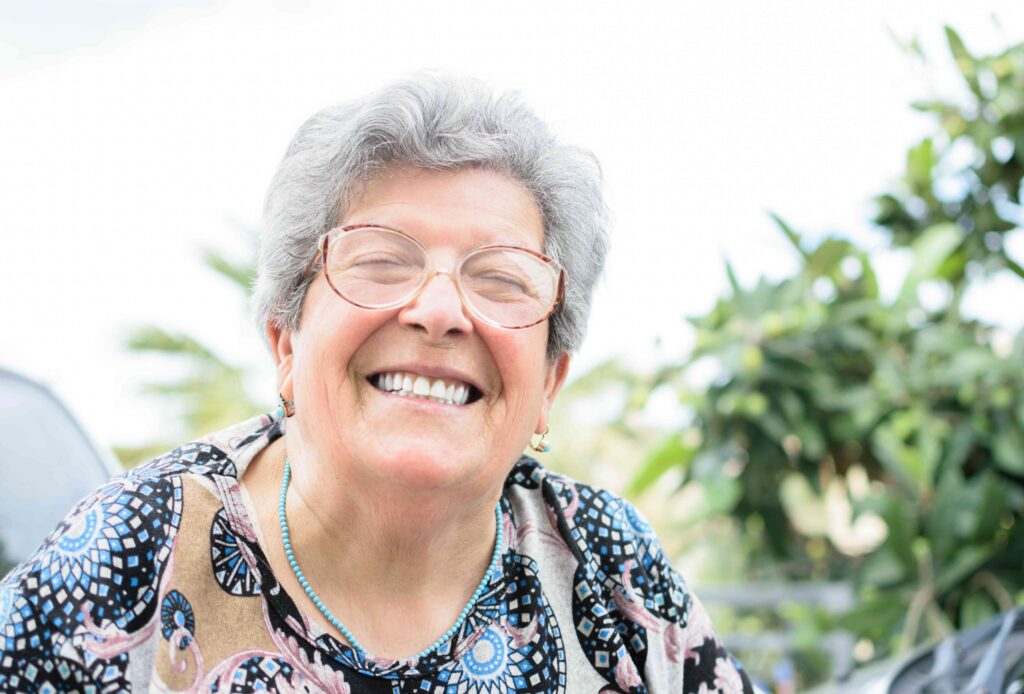 Woman smiling outside